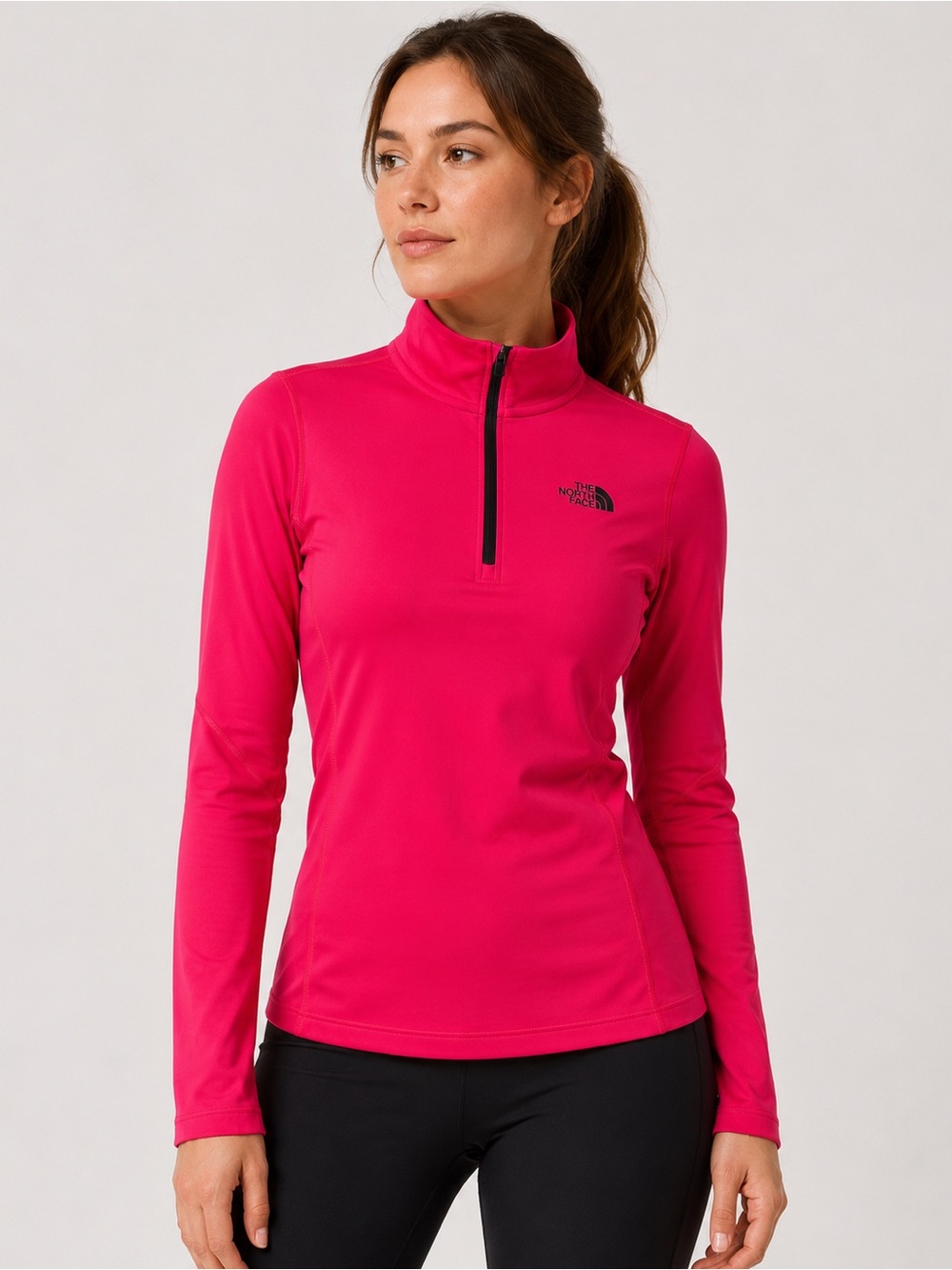 The North Face Women's Hot Pink Quarter-Zip Long Sleeve Top